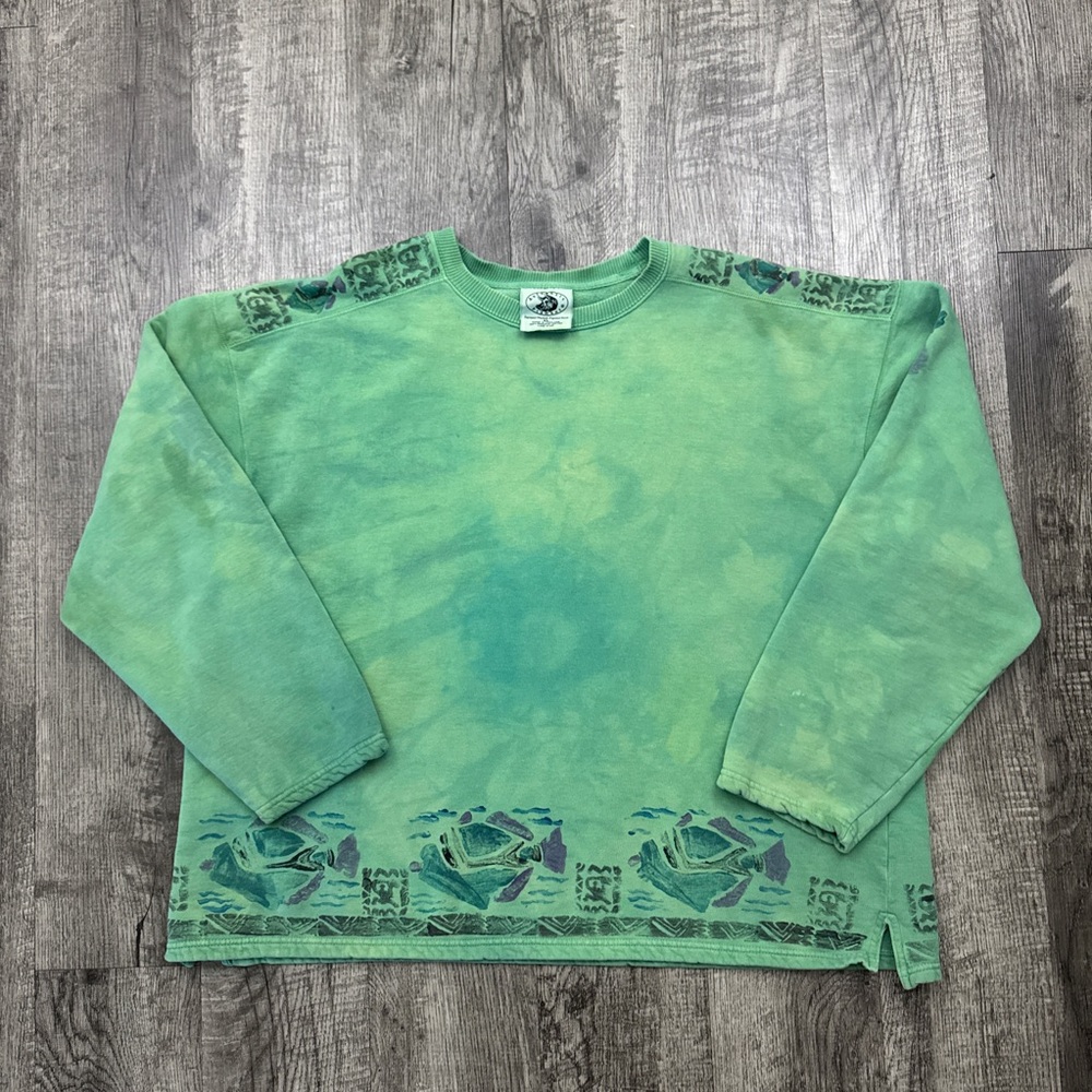 Vintage Hand Painted Fish Tie Dye Sweatshirt